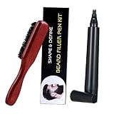 NIYANGLE 1 Satz Bartbürste Kombination Schnurrbart Stift Werkzeug zur Bartpflege Bartzubehör Bartstift Schnurrbart Bleistift Bartpflegeset Schnurrbartbürste Bartfüller Buche Braun