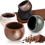 Nzkeuf Espressotassen Set - 5-teilig Espressotassen Steingut - 50ml Kleine Teetasse - Espresso Tassen - ohne Henkel - Dickwandig Keramik Kaffeetassen Set Geschenke für Frauen Männer Beste Freundin