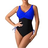 Saymany Badeanzug Damen Bauchweg Tiefer V Ausschnitt Push Up Bademode Schwimmanzug Patchwork Schlankheits Raffung Strandmode Badeanzüge Curvy Sexy Monokini Swimsuit Mit Seestern Dekoration