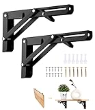 Viesap Klappkonsole 200mm, 2PCS Klappkonsole Schwerlast, Tisch Klappschanier, Klapptisch Wand, Klappregalhalterungen, Tragfähigkeit 40kg, Für Platzsparende Haus Küche Klapptisch Wandmontage. Schwarz.