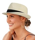 Creekstone Sonnenhüte für Damen Fedora & Trilby-Hüte für Herren Sommer Strohhut (DE/NL/SE/PL, Alphanumerisch, M, Elfenbein)