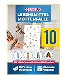 GEROBUG Lebensmittelmotten-Falle - 10 x geruchlose Pheromonfalle zum Fangen von Motten in allen Räumen - insektizidfreie Lebensmittel-Mottenfalle mit über 12 Wochen Langzeitwirkung