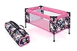 Bayer Chic 2000 - Reisebett für Baby-Puppen bis 48 cm, Puppenbett, Puppenreisebett, Puppenmöbel, Puppenzubehör, Einhorn, Navy-pink