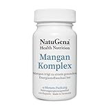 NatuGena Mangan-Komplex, Gluconat, Bisglycinat, Citrat, trägt zu einem gesunden Energiestoffwechsel bei, 120 Kapseln (120 Tage Packung)
