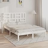AJSEOYBS Bettrahmen,Bettlattenrost,Plattformbett,Massivholzbett Weiß 140x200 cmGeräuschlos,Geeignet für Schlafzimmer Leicht zu installieren