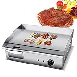Elektro Catering Grillplatte, Gastronomie Tischgrill Edelstahl Elektrische Grillplatten aus Edelstahl, 50-300 ℃ Professionelle Edelstahl-Kochplatte, Kommerzielle Heizplatte, für Garten Freien,818a