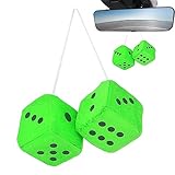 1/9 Paar Fuzzy-Würfel Für Rückspiegel – Hängender Pärchen-Autoanhänger Mit Punkten, Auto-Innendekoration | Retro Quadratische Flauschige Würfel Für Autospiegel | Auto-Innendekoration, Hängezubehör