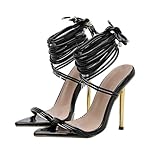 Meaunzyl Elegante Sandalen mit Absatz Braut Hochzeit Slingback mit High Heels High Heels High Heels Sandalen Mode Sexy Offene Sommer Sandalen Zeremonie Schwarz Klassische Schnallen Sandale Braut