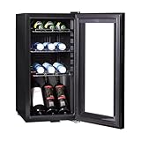 Sommertal Kühlschrank mit Glastür GK50– Leiser Getränkekühlschrank mit LED, Touchscreen & Schloss kleiner Flaschenkühlschrank schwarz 50L