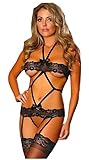 Sexy Dessous, Set. Damen Bondage Negligee, Unterwäsche Lingerie, Shapewear Clubwear, Reizwäsche Body, Babydoll, Dessous Bodysuit Schwarz