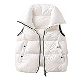 IWENZHKPA Weste Thermoweste Oberbekleidung Damen Thermoweste Weste Damen verstaubar hält warm Weste Ärmellose(White,L)