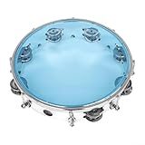 Lively Music Companion Hand-Tamburin, 25,4 cm, mit Edelstahl-Schellen für knackige Rhythmen, blaues Leder