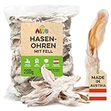 ALTO - Premium Hasenohren mit Fell für Hunde - 200g Ganze Kaninchenohren mit Fell für Hunde - Qualität aus Österreich - 100% Natürliches Hundeleckerli, Welpen Leckerlies