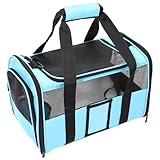 TEHAUX Große Kapazität Faltbare Haustiertragetasche mit Atmungsaktivem Netzdesign Komfortable Katzen Hundetransporttasche für Auto Outdoor und Reisen Leicht und Belüftet für Kleine Tiere