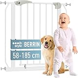ib style Treppenschutzgitter für Babys Berrin 58-185 cm, Türschutzgitter, Hundegitter zum Klemmen, Ohne Bohren, Weiß, 58-66 cm