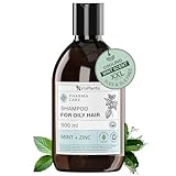 Vis Plantis Shampoo Fettiges Haar mit Zink & Mint - 500 ML Anti Fett Shampoo ohne Sulfate Parabene und Silikone - Haarshampoo zur Reduktion von Fettigkeit, Sebum, Schuppen - Shampoo Juckende Kopfhaut