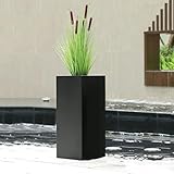 Pflanzkübel-Set aus Schmiedeeisen für den Außenbereich, robuste, wetterfeste, rechteckige Pflanzgefäße, geeignet für hohe Pflanzen, Hochbeete, Gärten, Terrassen und Hotels, Schwarz(A)