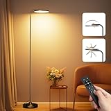 SIBRILLE Stehlampe Wohnzimmer 36W, Superhelle Stehlampe Dimmbar mit Fernbedienung, 3000K-6000K Deckenfluter LED Dimmbar Hohe Stehleuchte, Drehbare Leselampe für Wohnzimmer Schlafzimmer Büro