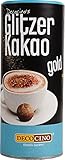 DECOCINO Glitzer Kakao Gold (100 g) hochwertiges Kakaopulver mit Glitzerstaub – zum Dekorieren von Torten, Kuchen, Kaffee, Cappuccino, Pralinen uvm.