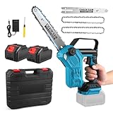 MINENICE 8 Zoll Mini Kettensäge, mit Akku 2x3000mAh, Akku Kettensäge mit Automatischer Öler Handkettensäge für Zweige Beschneiden, Holzschneidenz