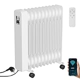 Jaxguom Ölradiator 2500 watt, Ölradiator Energiesparend,mit 11 Rippen 3 Heizstufen,Thermostat,WiFi App & Fernbedienung,Digitalem Display,Radiator Heizung Elektrisch Überhitzungsschutz,Weiß