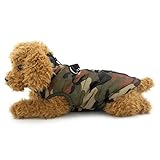 Pegasus Wintermäntel für Hunde Bekleidung für Katzen Jacke Chihuahua Dackel Mit Geschirr Hoop D Ring Warme Haustierkleidung Daunen Weste für Welpen Gepolsterter Winddicht Kaltes Wetter Camo XS