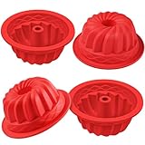 webake Gugelhupfform Silikon Kuchenform 4 Stück 10cm Gugelhupf Backform Gugelhupfform Heißluftfritteuse Silikonform Gugelhupf Kuchen Form für Kuchen, Donut, Pudding