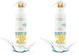 Jean & Len Sensitiv Sonnenspray 50 LSF wasserfest, für empfindliche Haut geeignet, ohne Silikone, Octocrylen, Duftstoffe & Mikroplastik, vegan, Sprühflasche 250 ml (Packung mit 2)