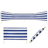 Idena - Windschutz in Blau-Weiß, mit Holzstäben, Tragegurt und Fixierungsbändern, 80 x 600 cm oder 80 x 800 cm, Sichtschutz für Strand, Camping und Garten (600 x 80 cm)
