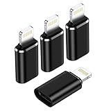 Lightning auf USB C Adapter (4 Stück), USB C auf Lightning Adapter iPhone Stecker für Schnelles Laden/Datenübertragung, für iPhone 14 13 12 11 Pro Max XR XS X, i Pad, Nicht für Kopfhörer/Audio/OTG