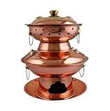 NESPIQ Chinesischer Hot Pot Chafing Dishes Kochtopf Mit Deckel Kupfer Heißer Topf Kupfer Holzkohle Topf Haushalt Altmodischen Kupfer Topf Kupfer Hotpot(34cm)
