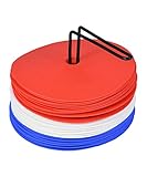 Cawila Gummi Markierungsscheiben, 30er Set, rutschfeste Floormarker in blau, weiß und rot, Durchmesser 15cm blauweiss One Size