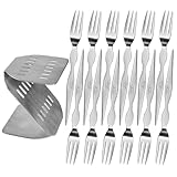 Dessertgabeln | 12 Teile Besteck Aus Edelstahl | kleine Gabeln mit Aufbewahrungsständer | Für Feiertagsessen, Den Haushalt, Die Küche, Restaurant, Hotel, Mittagessen, Party Und Hochzeitsfeiern