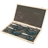 Solinder 0–100 Mm Außenmikrometer-Set mit 4-teiligem Zubehör, Messschiebern aus Hartmetall und Gusseisen Im Holzgehäuse für Präzise Messungen