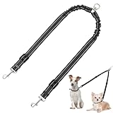 Doppelter Hundeleinen-Koppler, kein Verheddern, 360° drehbar, doppelte Hundeleine, Splitter, verstellbar, stoßdämpfend, Bungee, reflektierend, Doppelleine für zwei Haustiere, Hunde, mittelgroß