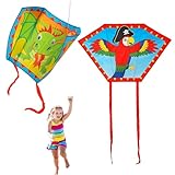 2 Stück Drachen, Taschendrachen für Kinder, strandspiele, Drachen Kinder, Drache, Tragbar Lenkdrachen für Anfänger, Einfacher Kinderdrachen für Strandspiel Outdoor Geschenk