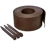 Amazon Basics Raseneinfassung mit 10 Pfählen, 13 cm/5 Zoll x 12 m/40 Fuß, Braun