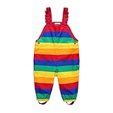 DAWILS Jungen Regenhose Mädchen Regenlatzhose Kinder Regenbogen Wind- und wasserdichte Matschhose Hosenträgern Buddelhose Regenlatzhose 3 Jahre