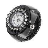 TOPPERFUN 1Stück Rhinestone Ring Uhr für Damen Fingeruhr mit Kreativem Design und Exzellenter Handwerkskunst für