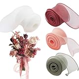 Hhaoysogd 4 Stück Schillernde Organzabänder, 40mm x 9M Glitzerndes Polyester Organzaband, Rosa Koralle Seegrasgrün Perlweiß Geschenkband für Geschenkverpackung, Hochzeit, Dekoration