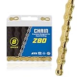Fahrradkette,6/7/8 Fach Fahrrad Kette Gold,Unisex,1/2 x 3/32 Inch,116 Glieder,Kette Fahrrad Set,Fahrrad Zubehör Kettenwerkzeug,Kompatibel mit Bmx, Mtb und Mountainbike