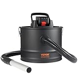 VEVOR Aschesauger, 15L Fassungsvermögen, Starke Saugkraft, Kaminsauger mit Rückwärtsabsaugung, 1,8m Stromkabel, 10 Kpa Max. Vakuum, für Kamine, Pelletöfen, Holzöfen, Holzbrenner, Schwarz