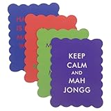 Abaodam 4 Stück Mahjong Mischkarten 4 Stück PVC mit Gewelltem Rand Buntes Mahjong Zubehör mit Humorvollen Sprüchen Langlebig und Kratzfest für Gesellige Spielrunden