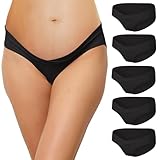 INNERSY Schwangerschafts Unterhosen Baumwolle Umstandsunterwäsche Schwarz Kaiserschnitt 5er Pack (XXL, Schwarz)