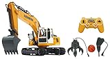 JAMARA 405112 - Bagger Liebherr R936 1:20 2,4G Destruction-Set - inklusiv Schalengreifer und Abbruchhammer, Metallschaufel, jedes Gelenk einzeln steuerbar, realistische Funktionen,660 Grad Turmdrehung