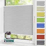Zarnan Plissee Klemmfix Plisseerollo ohne Bohren Hellgrau 35x100cm(BxH),Faltrollo mit Klemmträger easyfix,Jalousie Sichtschutz und Sonnenschutz Rollo für Fenster & Tür