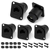 OFFCUP 5 STÜCK RJ45 CAT 6 Einbaustecker, D-Typ Panel Modul Kupplung Adapter Buchse auf Buchse durch mit Gewinde und Staubschutzkappe LAN Ethernet Kabel Panel Mount Connector Adapter