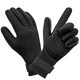 AUAUY Elastische Neoprenhandschuhe, 3 mm Thermo-Neoprenhandschuhe, Tauchhandschuhe mit elastischem Handgelenk und rutschfesten Partikeln, zum Tauchen, Schnorcheln, Surfen, Paddeln, Kajakfahren
