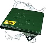 horizont Abdeckplane wasserdicht 90g/m² 3x3m mit reißfesten Ösen, Sandkasten und Pool Abdeckung, Gewebeplane für Auto, Motorrad, Fahrrad - robuste Abdeckfolie für den Außenbereich, grün