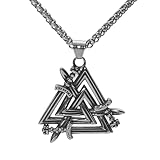TQWSVUM Wikinger Edelstahl Schwert Valknut Halskette Für Männer - Handgemachte Vintage Odin Symbol Aushöhlen Anhänger - Mittelalterliche Mode Nordische Amulett Schmuck Geschenke